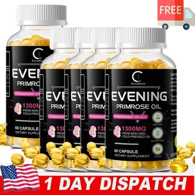 Evening Primrose Oil Capsules 1300MG with GLA -Anti-Aging,Whitening 60-300 ct