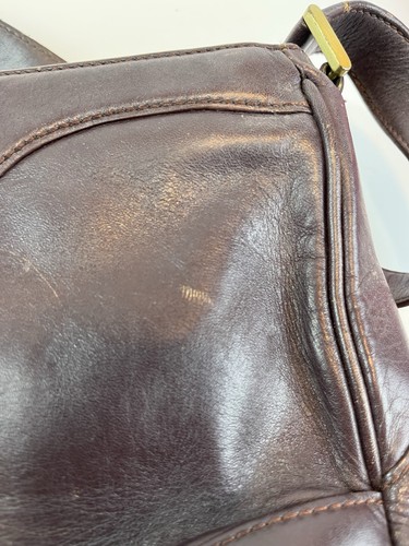 Vintage Aigner Shoulder Bag Leather Multiple Pockets Zipper Dark Brown Med Size - Picture 7 of 13