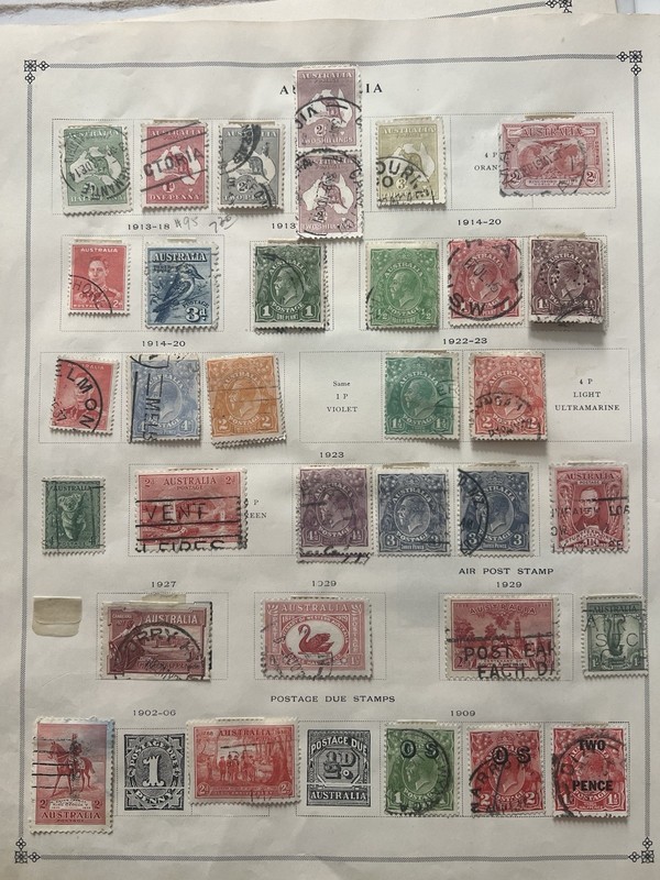 Vintage Australia Stamp Collection (1902–1930s) – Kangaroo & Map