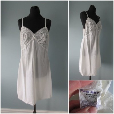 Vintage 60er Jahre Pan-dora Elfenbein Nylon Voll Slip Damen Gr. 18 Spitze 60s
