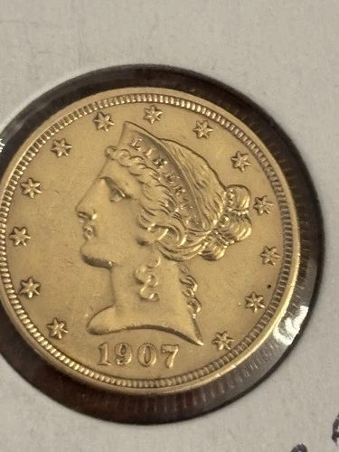 1907-D $5 Five Dollar Gold Liberty Head Half Eagle Coin