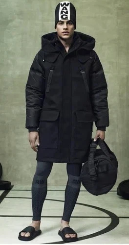 Alexander Wang x H&M Black Neoprene Parka Coat Mens Size S *no hood* image 1