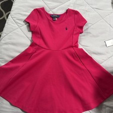 NWT Polo Ralph Lauren Size 6 Girls Pink Fit and Flare Classy Short Sleeve Dress