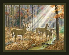 Saved by a Twig Fabric Quilt Panel 36" x 45", DEER, Buck, Hunting see...