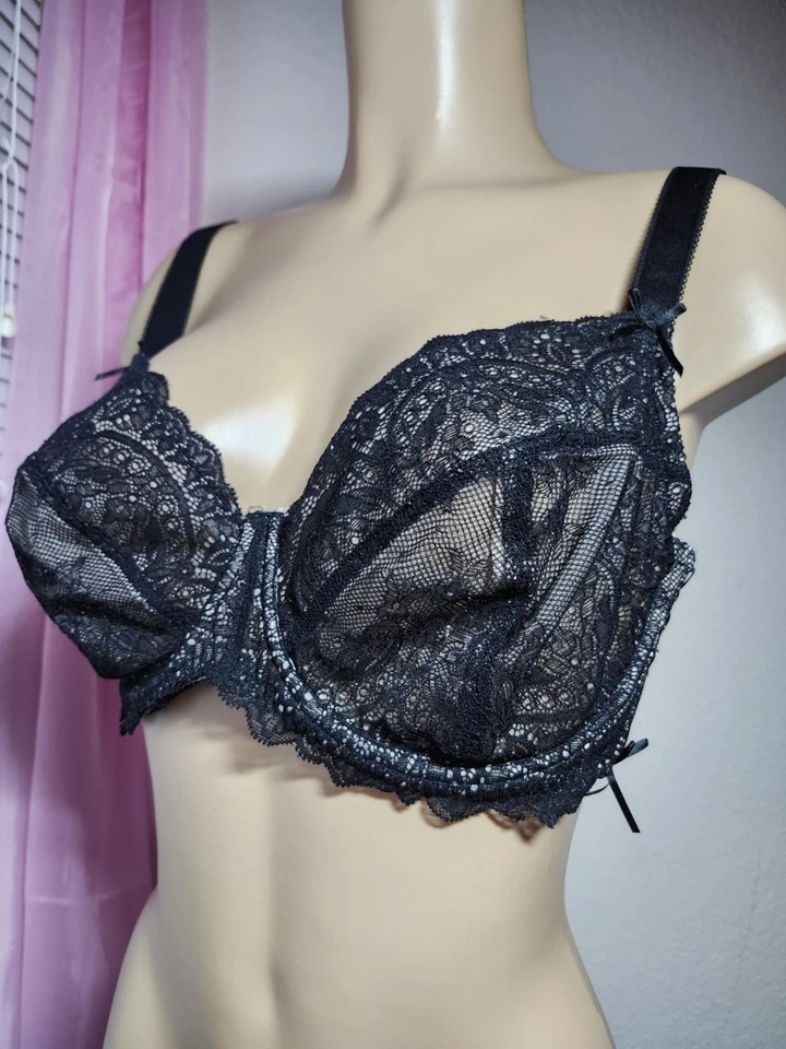 Sujetador con aros de encaje sexy Adore Me 42D negro Foto 3 de 4