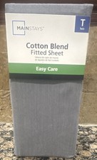 Mainstays Cotton Blend Twin Gray Fitted Sheet Easy Care Wrinkle Resistant