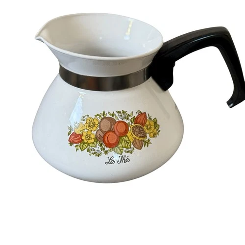 Vintage Corning Ware Spice of Life Le The' 6 Cup Coffee Tea Pot Cottagecore