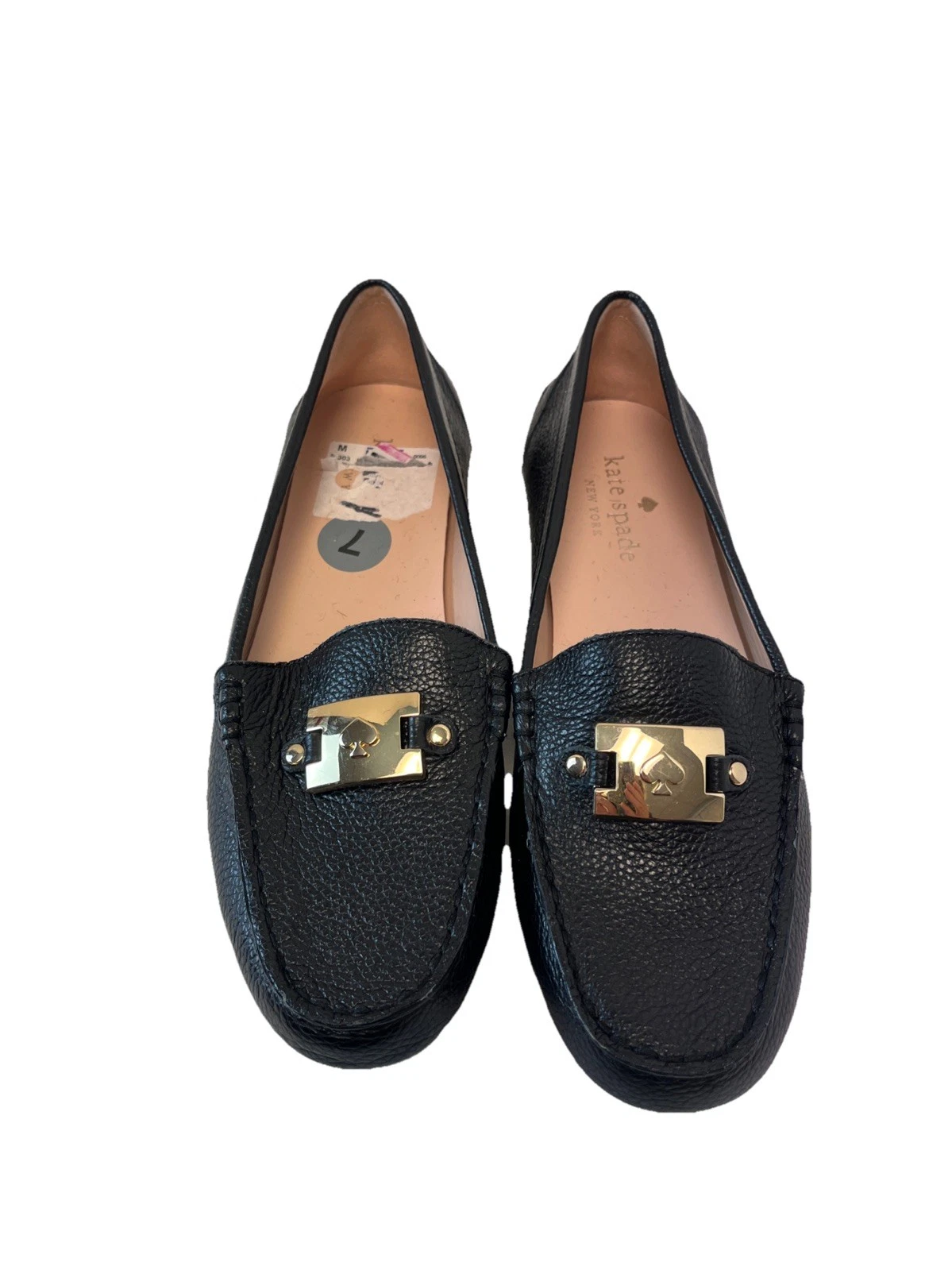 Kate Spade, Black Pebbled Leather Loafers Size 7 M NWOB Non Slip Sole