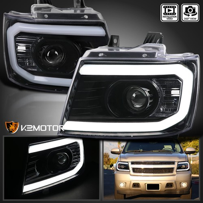 #ad Jet Black Fits 2007 2013 Avalanche Tahoe Suburban LED DRL Projector Headlights $262.38
