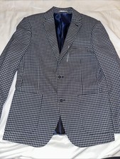 Isaac Mizrahi Boy  s Navy Blue Beige Blazer Jacket Fully Lined Size 16