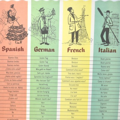 #ad 1960s English Spanish German French Italian Phrase Vocabulary Translator $12.50