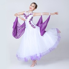 Latin Ballroom Dance Dress Modern Salsa Waltz Standard Long Dress N069 2 Colors