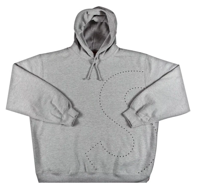 Sweat shirt à capuche logo Supreme Laser Cut S gris bruyère pour homme taille grande SS21