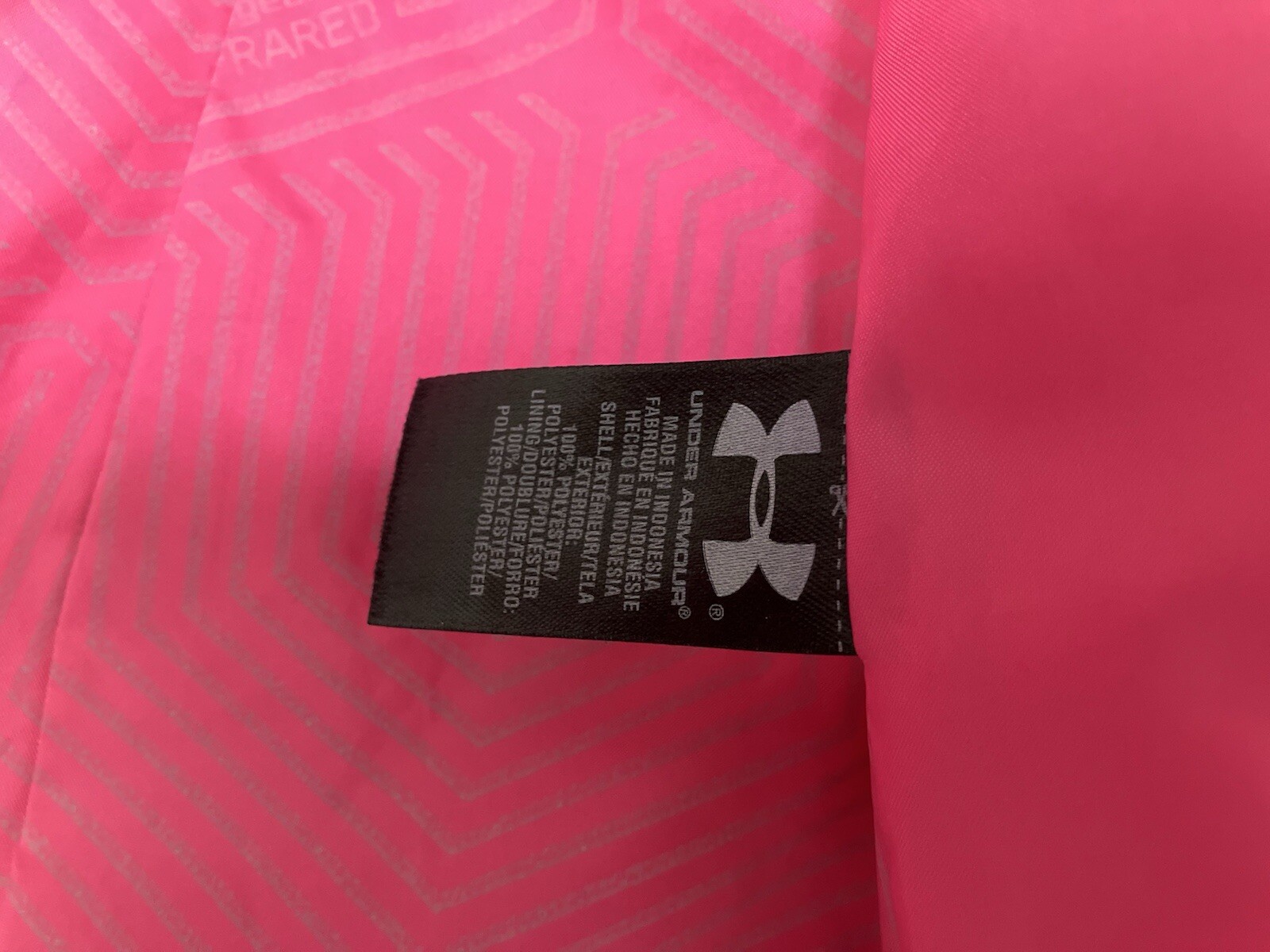 Under Armour Jacket Women’s Large Pink Full Zip Lined Rain Windbreaker Coat thumbnail 11