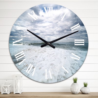 Designart 'Beach With White Sand And Cloudy Sky' Nautical &
