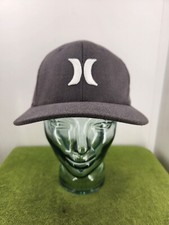 Hurley Large Icon Flexfit Cap Hat Size L/XL Grey Black White