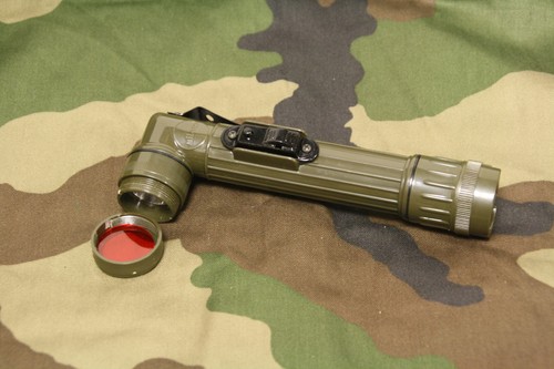 US Army Style AA mini Right Angle Military Torch Flashlight with filters - Green - Picture 4 of 5