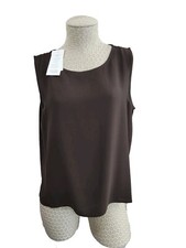 NEW Eileen Fisher M Silk Georgette Crepe Tank Top Blouse Shirt Designer Layering