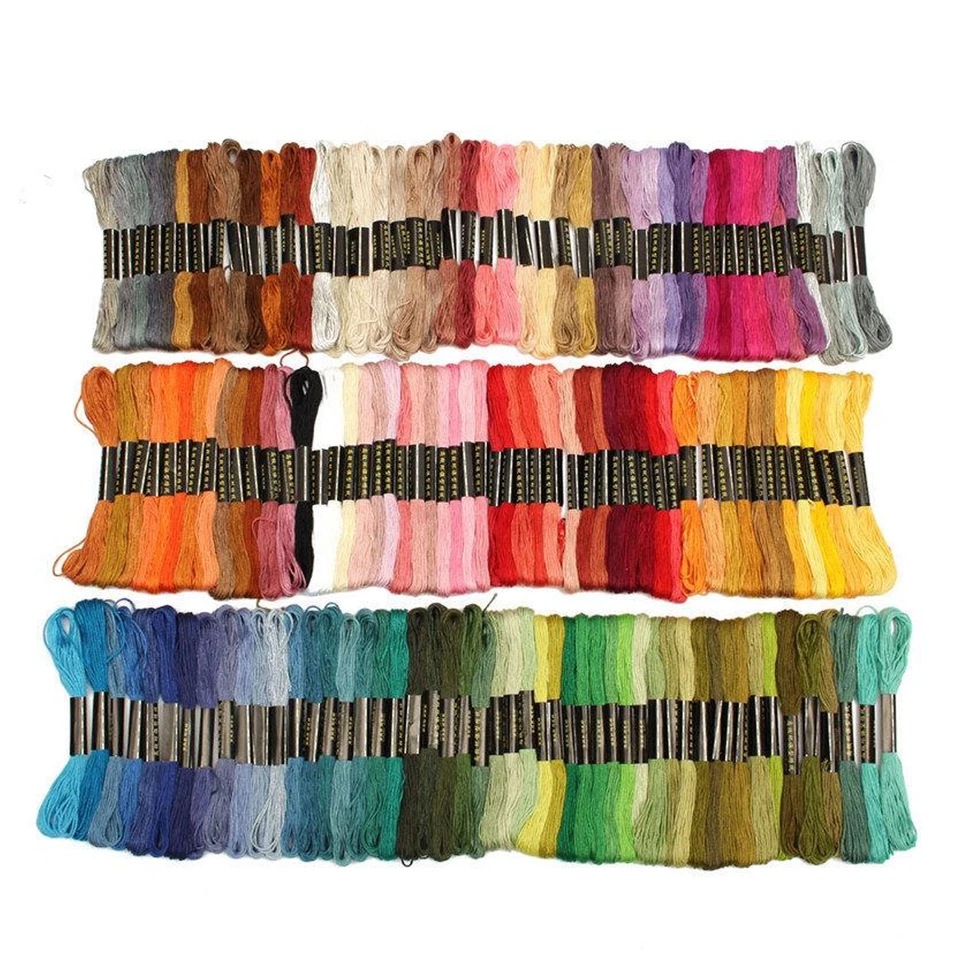 Lote 100 madejas de coser bordado hilo de algodón hilo de punto de cruz varios colores Foto 4 de 4