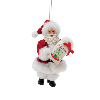 Possible Dreams Santa Claus w/Santa Stops Here Banner Christmas Ornament 6010641