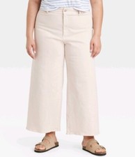 Universal Thread Women's High Rise Sailor Wide Leg Ankle Jeans Size 18 Khaki