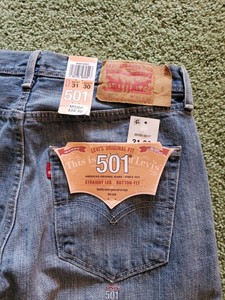 Camisa Masculina Levis 501 Jeans Regular Straight Leg Fit 31 X 30 Vermelho Em Branco Guia Raro Novo com etiquetas | eBay