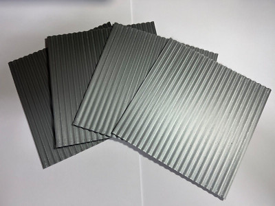 HO Scale Textured Corrugated Metal Roof for Trains - Four 6''x6'' Plastic Sheets