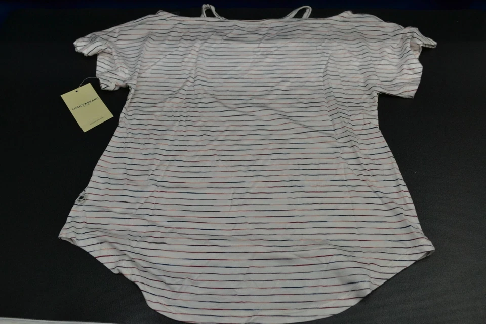 NUEVO CON ETIQUETAS Camisa a Rayas Blanca Manga Corta Lucky Brand Whisper para Niña-Talla 6X Nueva con Etiquetas Foto 4 de 4