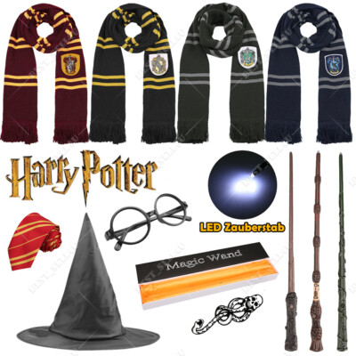 Harry Potter Hogwarts Wizard Strickschal Schal LED Licht Zauberstab Krawatte Hut
