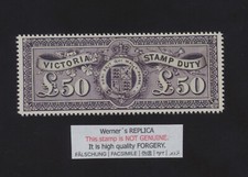FORGERY - Werner's REPLICA of Australia - Victoria - £50 Stamp Duty