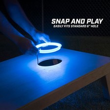 GoSports 2pc Cornhole Night Light Up LED Ring Kit - For All Cornhole Sets - BLUE
