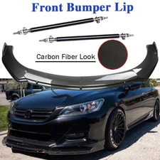 For Honda Accord 9th 10th Carbon Fiber Style Front Bumper Lip Spoiler+Strut Rods