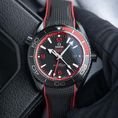 Omega Seamaster Professional UNWORN Deep Black Red Diver 600M GMT Ceramic Watch