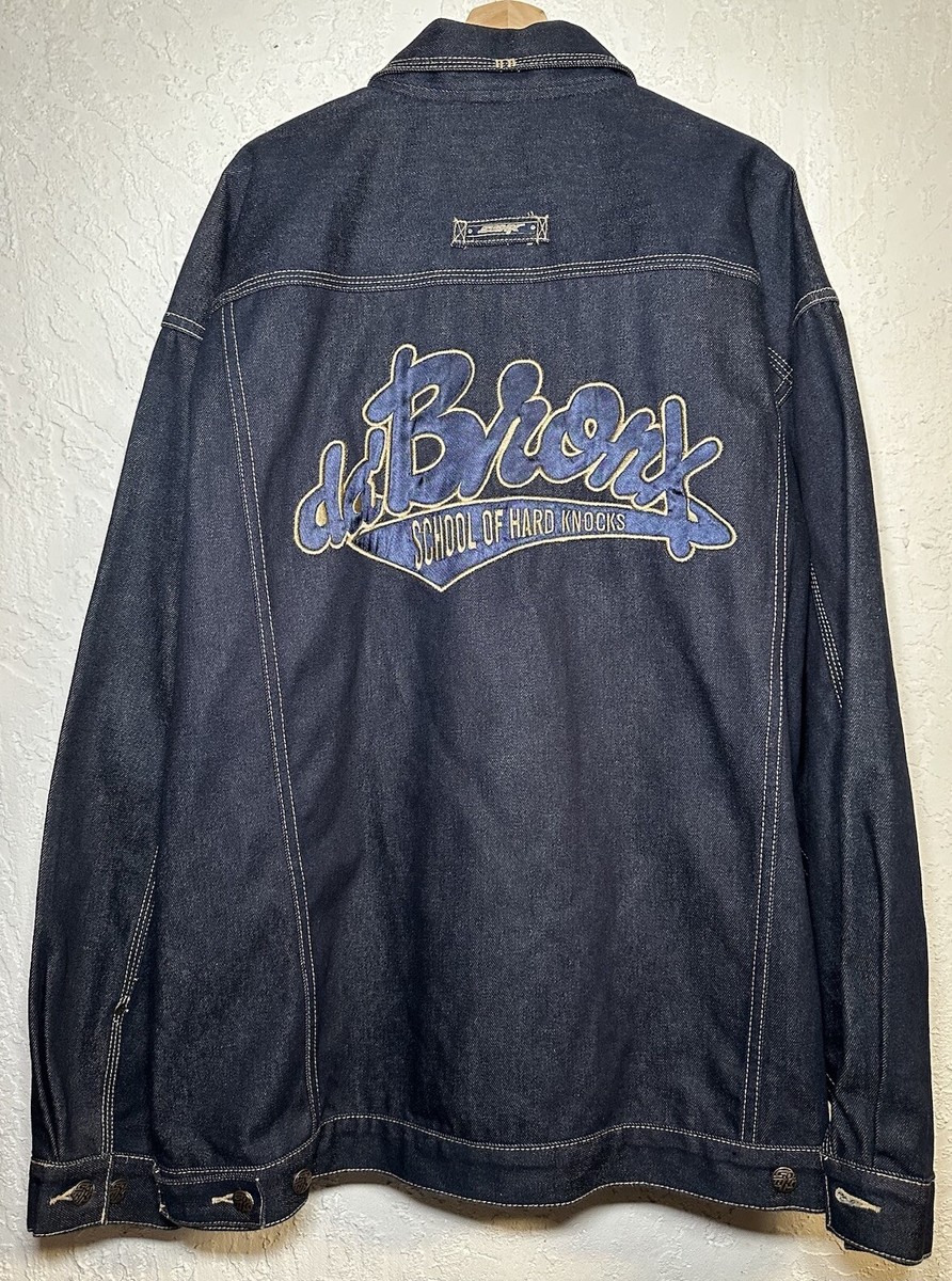 【希少】 00s bernings sho テーラードジャケット パンク y2k Vintage School Of Hard Knocks Da Bronx NY Embroidered Denim Jacket