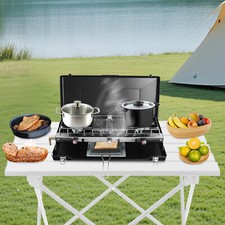 3 Burner Modern Portable Cooking Propane Butane Gas Camping Stove W/ Grid  Tray