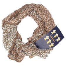 New G.H. BASS Figure 8 Scarf Brown Ivory Embroidered NWT /8673