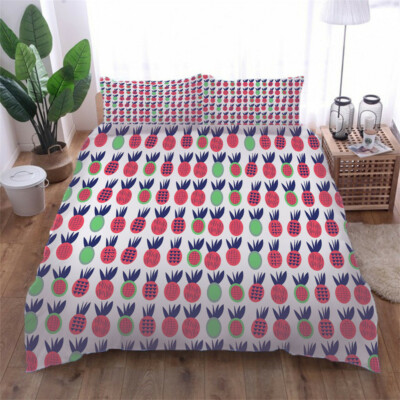 Contrast pineapple 3D Print Duvet Quilt Doona Covers Pillow Case Bedding Sets