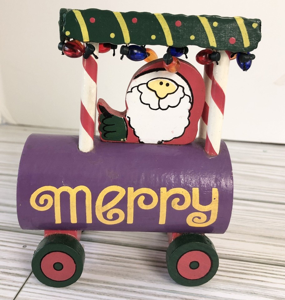 4 Piece Hand Painted Tabletop Merry Christmas Train by Holiday