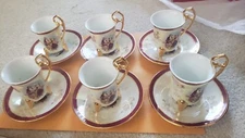 Fine Porcelain Japan Style  Tea/coffee Cup Saucer Set 6 Cups 6 Plates