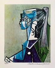 Pablo Picasso PORTRAIT OF SYLVETTE DAVID Estate Signed & Numbered Giclee 14"x11"