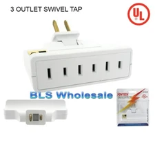 Electric Outlet 2 Prong 3-Way Swivel Power Splitter Wall Plug Electrical Adapter