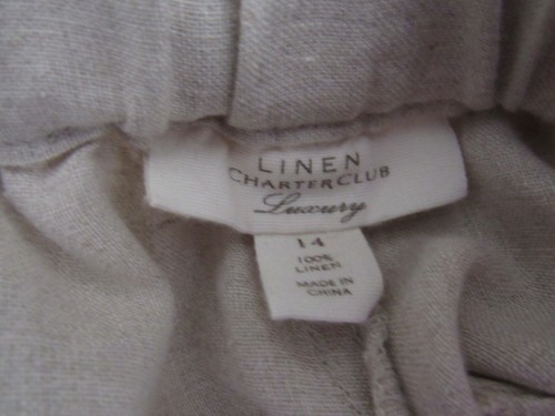 Charter Club Luxury Linen Pants Womens Large Beige Wide Leg Size 14 EUC - Picture 3 of 4