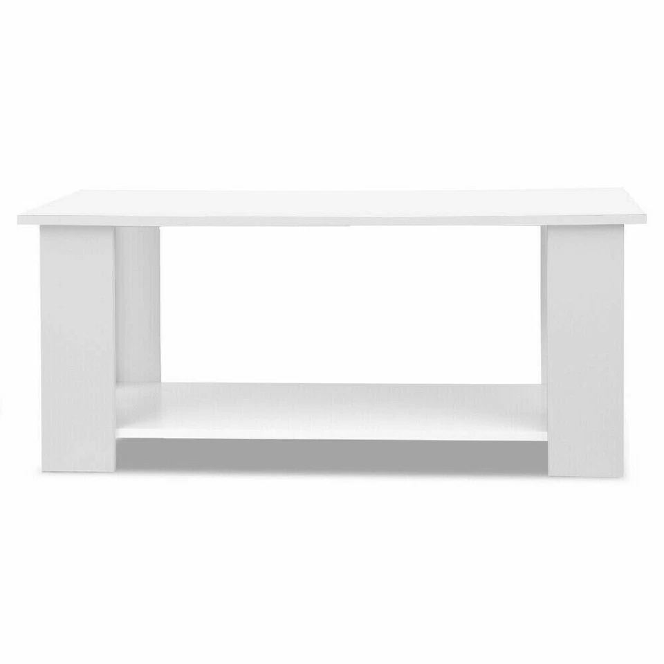 New Wooden Coffee Table Double Shelf Home Office Furniture White/Pine