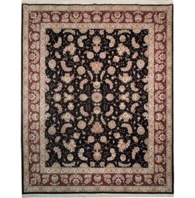 8x10' High End Wool & Silk Rug BLACK BURGUNDY # PIX-18627