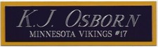 K.J. OSBORN VIKINGS NAMEPLATE FO AUTOGRAPHED SIGNED FOOTBALL-HELMET-JERSEY-PHOTO