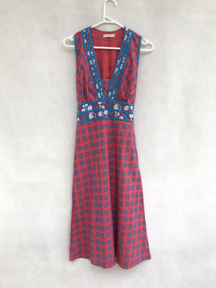 ☘️ Womens Boom Shankar Cotton Sleeveless Print Beach Summer Dress Shift Size 8