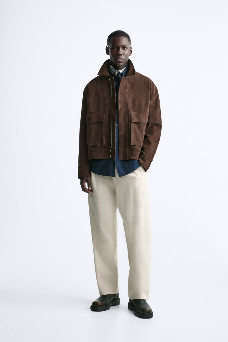 New Zara Suede Goat Leather Jacket S M L Brown 5129/501 New Zara Suede Goat Leather Jacket S M L Brown 5129/501