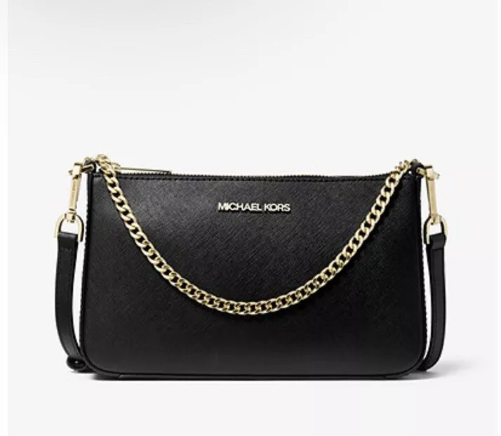 MICHAEL KORS Jet Set Medium Saffiano Leather Black Crossbody Bag