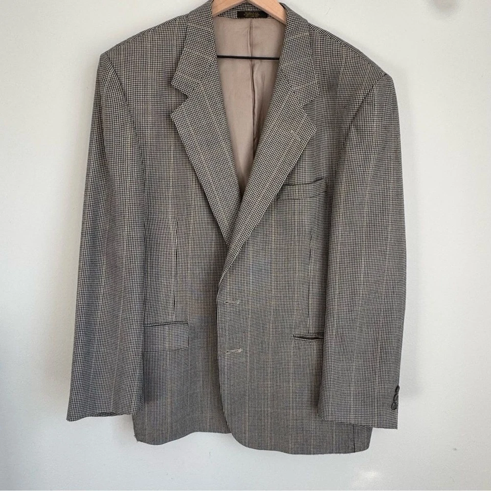 Abrigo deportivo a cuadros Hardwick Clothes para hombre 46R pata de gallo marrón vintage Foto 2 de 4