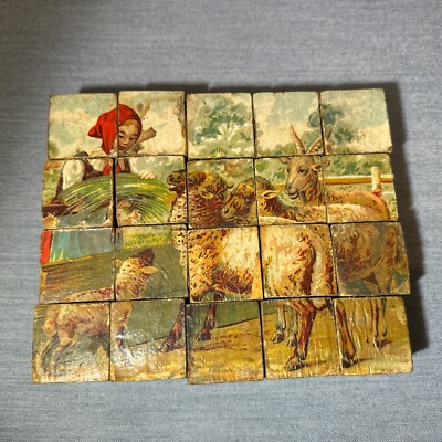 Vintage 6 Sided West German Wooden Puzzle With Cigar Box